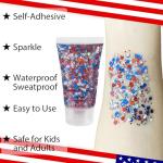 Mysense 4th of July Outfits for Women,4th of July Accessories Set with Red White and Blue Body Glitter,3 USA Flag Sunglasses,9 Beaded Necklaces,6 Bracelets,Fourth of July Outfit Women Kids