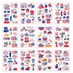 135 Pcs 4th of July Temporary Tattoos - Independence Day Patriotic American Flag Tattoo Stickers for Kids & Adults (12 Sheets)