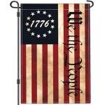 Shuitouk We The People 1776 Garden Flag Vintage Betsy Ross Patriotic Amercian Garden Flag Memorial Day 4th of July Yard Signs Garden Flags for Outside 12x18 Inch Double Sided Outdoor House Decorations