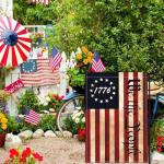 Shuitouk We The People 1776 Garden Flag Vintage Betsy Ross Patriotic Amercian Garden Flag Memorial Day 4th of July Yard Signs Garden Flags for Outside 12x18 Inch Double Sided Outdoor House Decorations