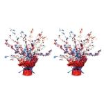 Beistle Patriotic Star Gleam ‘N Burst Centerpieces, 2-Count, Red/White/Blue Metallic Table Decor for Independence Day & American Memorial Day Parties, USA Decor, 15”