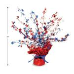 Beistle Patriotic Star Gleam ‘N Burst Centerpieces, 2-Count, Red/White/Blue Metallic Table Decor for Independence Day & American Memorial Day Parties, USA Decor, 15”