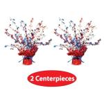 Beistle Patriotic Star Gleam ‘N Burst Centerpieces, 2-Count, Red/White/Blue Metallic Table Decor for Independence Day & American Memorial Day Parties, USA Decor, 15”