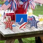 COCHIE 4th of July Decorations Wooden Star Set of 6, Labor Day Decor, Patriotic Memorial Day Tiered Tray Decor, Red White and Blue Veterans Day Decorations for Home Office Table Shelf (Vintage)