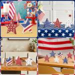 COCHIE 4th of July Decorations Wooden Star Set of 6, Labor Day Decor, Patriotic Memorial Day Tiered Tray Decor, Red White and Blue Veterans Day Decorations for Home Office Table Shelf (Vintage)