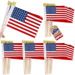 50 PCS Small American Flags on Stick, 4 x 6 Inches 4th of July Decorations, Tear Resistant Patriotic USA Flag Fourth of July Flags, Anti Wrinkle Handheld Memorial Day Decor for Parade