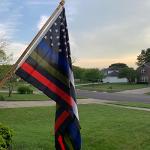 Embroidered Thin Blue Red Green Line American Flag 3x5 Outdoor Made in USA- Heavy Duty 210D Polyester All Police Firefighter Military Army Fireman USA Flags Blue Red Green Lives Matter Stripe Flag