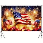 BlissYard America Independence Day Background Banner 71 x 43 Inch USA Flag Outdoor Decorations Banner Patriotic National Holiday Backdrop Veterans Day Memorial Day Themed