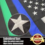 Embroidered Thin Blue Red Green Line American Flag 3x5 Outdoor Made in USA- Heavy Duty 210D Polyester All Police Firefighter Military Army Fireman USA Flags Blue Red Green Lives Matter Stripe Flag