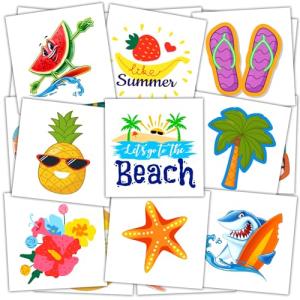 JCFIRE Summer Pool Beach Party Favors Kids Tattoos, 102 Styles Larger Tropical Hawaiian Luau Themed Temporary Tattoos for Kids Teens Adult, Waterproof Summer Stickers Party Decorations Supplies