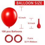 Red Balloons Red Birthday Decorations 100 Pack 12 inch Round Latex Balloons for Wedding Anniversary Birthday Valentine's 4th of July Independence Memorial Day Patriotic Party Decorations