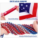 Fovths 144 Pieces 4th of July Patriotic Accessories Set Include 84 Patriotic Beads Necklaces 24 Silicone Bracelet 24 Handheld USA Flags 12 Sunglasses for July Independence Day Party, Patriotic Parade