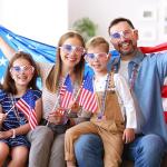 Fovths 144 Pieces 4th of July Patriotic Accessories Set Include 84 Patriotic Beads Necklaces 24 Silicone Bracelet 24 Handheld USA Flags 12 Sunglasses for July Independence Day Party, Patriotic Parade