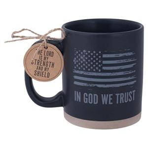 Lighthouse Christian Products In God We Trust American Flag Black 16 Ounce Ceramic Mug