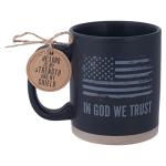 Lighthouse Christian Products In God We Trust American Flag Black 16 Ounce Ceramic Mug