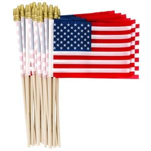 24 Pack Small American Flags on Stick, Waterproof 4th of July Patriotic Handheld Flag, Fourth of July Mini Flags, July 4th Flag for Patriotic Accessories Veterans Day Decorations Party Decor Supplies