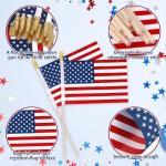 24 Pack Small American Flags on Stick, Waterproof 4th of July Patriotic Handheld Flag, Fourth of July Mini Flags, July 4th Flag for Patriotic Accessories Veterans Day Decorations Party Decor Supplies
