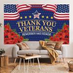 Veterans Day Decorations Photography Red Poppies Thank You Veterans Day Banner 4th of July Patriotic Fourth of July Backdrop Remember and Honor Decorations and Supplies for Party