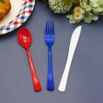 150Pcs 4th of july Plastic Silverware, Red White and Blue Silverware Set Includes 50 Red Spoons, 50 Blue Forks and 50 White Knives for Memorial Day, Flag Day, 4th of July, Veteran's Day