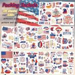 120Pcs 4th of July Tattoos - 15Sheet Fourth of July Tattoos Temporary for Kids,USA American Flag Patriotic Tattoo,Red White and Blue Independence/Memorial/Labor Day Decorations Accessories