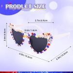 Lingdeer 4th of July Accessories for Women, Patriotic Heart Sunglasses with USA Earrings & Bracelets, Red White and Blue Accessories, Independence Day Fourth of July Party Supplies Favors Decorations