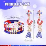 Lingdeer 4th of July Accessories for Women, Patriotic Heart Sunglasses with USA Earrings & Bracelets, Red White and Blue Accessories, Independence Day Fourth of July Party Supplies Favors Decorations