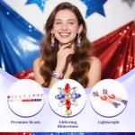 Lingdeer 4th of July Accessories for Women, Patriotic Heart Sunglasses with USA Earrings & Bracelets, Red White and Blue Accessories, Independence Day Fourth of July Party Supplies Favors Decorations