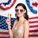 Lingdeer 4th of July Accessories for Women, Patriotic Heart Sunglasses with USA Earrings & Bracelets, Red White and Blue Accessories, Independence Day Fourth of July Party Supplies Favors Decorations