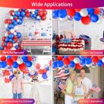 Red White and Blue Balloons, 60pcs 4th of July Patriotic Balloons, 12 Inches Red White Blue Latex Confetti Balloon for Independence Day 4th fourth of July Patriotic Memorial Birthday Party Decorations