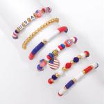 Pendlixy 4th of July Bracelets for Women Heishi Beaded Stretch Stackable USA Bracelets Red White Blue Bracelet Patriotic Accessories Jwelry Set