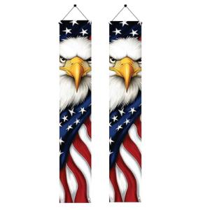 Starlit Patio Patriotic Eagle Porch Banners 71x12 Inch American Flag Independence Day Outdoor Decorations Bald Eagle Hanging Porch Signs 4th of July Memorial Day Veterans Day Home Decor