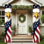 Starlit Patio Patriotic Eagle Porch Banners 71x12 Inch American Flag Independence Day Outdoor Decorations Bald Eagle Hanging Porch Signs 4th of July Memorial Day Veterans Day Home Decor