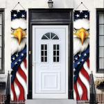 Starlit Patio Patriotic Eagle Porch Banners 71x12 Inch American Flag Independence Day Outdoor Decorations Bald Eagle Hanging Porch Signs 4th of July Memorial Day Veterans Day Home Decor