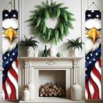 Starlit Patio Patriotic Eagle Porch Banners 71x12 Inch American Flag Independence Day Outdoor Decorations Bald Eagle Hanging Porch Signs 4th of July Memorial Day Veterans Day Home Decor