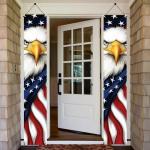 Starlit Patio Patriotic Eagle Porch Banners 71x12 Inch American Flag Independence Day Outdoor Decorations Bald Eagle Hanging Porch Signs 4th of July Memorial Day Veterans Day Home Decor