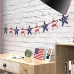 AquaChase 6FT Patriotic Wooden Banner Decor, Retro Stars and Strips Printed on Both Sides, Rustic 4th of July Decorations - Red Blue White Wood Garland for Classroom Fireplace Mantel Porch Fence
