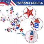 4 PCS 4th of July Patriotic Floral​ Picks, Red White Blue Star Decorations for Independence Day Centerpieces for Labor Day Decorations ​Floral Arrangements, USA Table Décor, Memorial Day, 20 Inch