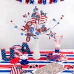 4 PCS 4th of July Patriotic Floral​ Picks, Red White Blue Star Decorations for Independence Day Centerpieces for Labor Day Decorations ​Floral Arrangements, USA Table Décor, Memorial Day, 20 Inch