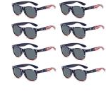 8 Packs Wholesale Party American Flag USA Independence Day Sunglasses Bulk for Women Men UV400 (Blue-grey)