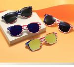 8 Packs Wholesale Party American Flag USA Independence Day Sunglasses Bulk for Women Men UV400 (Blue-grey)