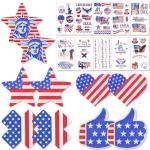 Patriotic Nipple Covers Stickers with American Flag Design - Red White Blue Face Patriotic Tattoo & Heart Pasties, Patriotic Pasties - Adhesive for BBQ, Parade, Parties - Outfit Accessories