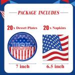 40Pcs Patriotic Paper Plates and Napkins Set - Patriotic Party Supplies,American Flag 4th of July Tableware Decorations for Veterans Election Memorial Day,Red White Blue Party Decor, Serve 20