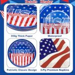 40Pcs Patriotic Paper Plates and Napkins Set - Patriotic Party Supplies,American Flag 4th of July Tableware Decorations for Veterans Election Memorial Day,Red White Blue Party Decor, Serve 20