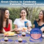 40Pcs Patriotic Paper Plates and Napkins Set - Patriotic Party Supplies,American Flag 4th of July Tableware Decorations for Veterans Election Memorial Day,Red White Blue Party Decor, Serve 20