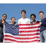 SYII American Flag 3x5 Ft Outdoor, Heavy Duty Polyester US Flags with Embroidered Stars, Sewn Stripes, and 2 Brass Grommets, All Weather America Flags for Outside High Wind