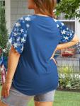 HDLTE Women's Crewneck Bell Sleeve Tops Tees Plus Size American Flag Shirt Casual Summer 4th of July T-Shirt(C-02_Red_Star,3X)