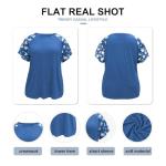 HDLTE Women's Crewneck Bell Sleeve Tops Tees Plus Size American Flag Shirt Casual Summer 4th of July T-Shirt(C-02_Red_Star,3X)