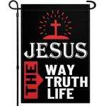 Jesus The Way Truth Life Garden Flag 12x18 Double Sided Christian American Garden Flag Jesus Yard Flags for Outside House Indoor Yard Outdoor Patriotic Sign Decor