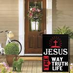 Jesus The Way Truth Life Garden Flag 12x18 Double Sided Christian American Garden Flag Jesus Yard Flags for Outside House Indoor Yard Outdoor Patriotic Sign Decor