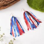 RareLove Fourth of July Accessories Lightweight Patriotic Earrings Red White and Blue Sequins Fun Dangle Tassel Earrings for Women Alloy Plated